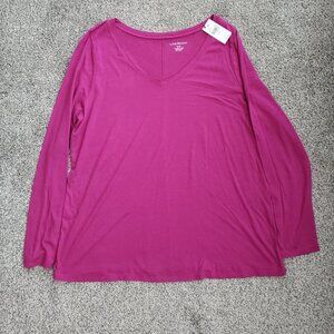 Lane Bryant Purple Long Sleeve V-neck T-Shirt   14-16  New with Tag!